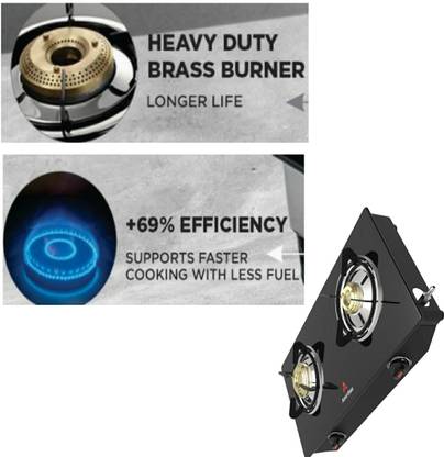 Amirtha fuego 2bj Stainless Steel, Glass Manual Gas Stove