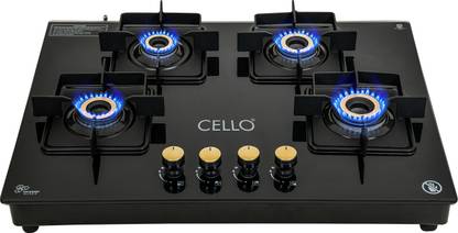 CELLO Black Pearl Glass Hob Top Cooktop Manual Ignition, 1 Year Warranty Glass Manual Hob