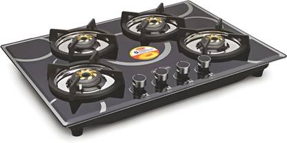 PADMINI PADMINI (CS-404 GL IB GAS HOB)|4 burner gas hob |Toughened Glass | ISI certified Glass Automatic Hob