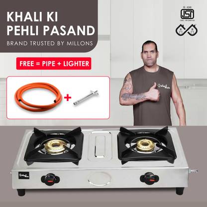 Sigri-wala Surya Primecook Manual Mini Combo( Lighter+ Hose Pipe) Stainless Steel Manual Gas Stove