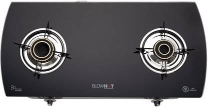 BLOWHOT Jasper Auto Ignition Brass 2 Burner Stainless Steel, 2 Year Warranty Toughened Glass, Iron Automatic Gas Stove