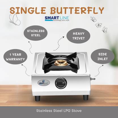 SMART LINE Single Burner Butterfly LPG Gas Stove – Compact, Reliable & Energy-Efficient Stainless Steel Manual Gas Stove