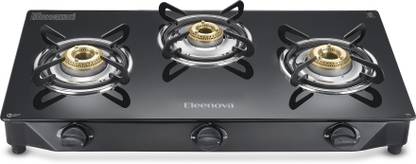Eleenova Reflex Heavy Brass Burner with Toughened Glass Glass, Stainless Steel, Aluminium Manual Gas Stove