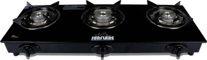 Sunflare 3B Auto Toughened Glass Tornado Burner(Bk) Glass Stove Glass Automatic Gas Stove