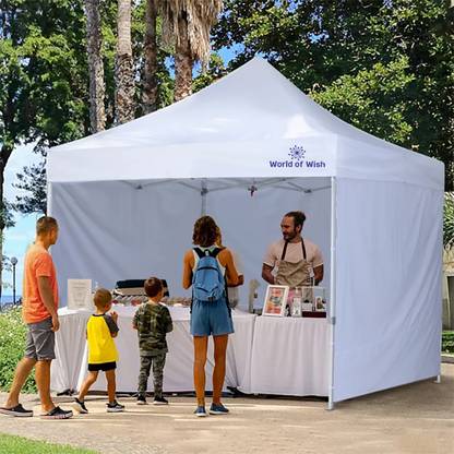World of Wish 10X10 ft Gazebo with 3 Side Cover White Metal Gazebo