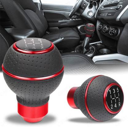 CCE Gear Lever Shifter knob with 3 Adapters, Aluminium, Alloy + ABS + PVS + PU Leather Gear Knob