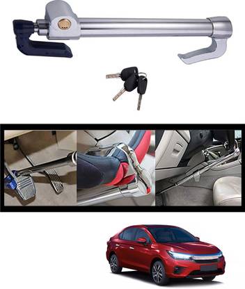 MATIES Double Protection Car Steering Wheel Lock with Clutch Pedal/Brake Pedal Lock 58 Gear Lock