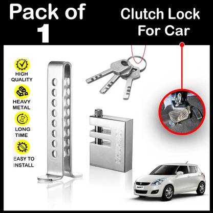 Miwings Brake Pedal Lock Anti Theft Clutch Lock for car Double Hook Double Protection Universal For All Wheeler Gear Lock