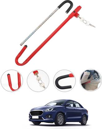 monolive Red/Black Anti-Theft Heavy duty Steering Brake Padel Lock For Vehicle-256 Gear Lock