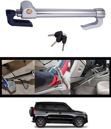 MATIES Double Protection Car Steering Wheel Lock with Clutch Pedal/Brake Pedal Lock 35 Gear Lock