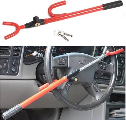 AutoBizarre Anti-Theft Adjustable Car Steering Wheel Lock Security System for All Cars Gear Lock