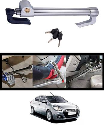 MATIES Double Protection Car Steering Wheel Lock with Clutch Pedal/Brake Pedal Lock 237 Gear Lock