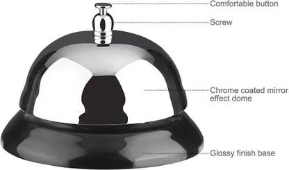 DEZIINE 1 pcs Call Bell Stainless Steel for Reception Waiter Shop Counter Stainless Steel Desk Bell