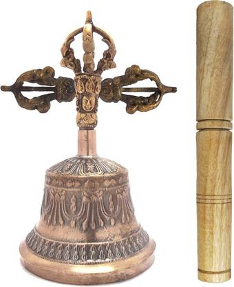 Uv Creation 6 Inch Tibetan Bell Set With Dorje/Vajra And Stick For Worship And Meditation Bronze Dorje Bell