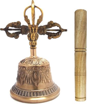 Uv Creation Nepali Bell Set With Dorje/Vajra And Stick For Worship And Meditation Bronze Dorje Bell