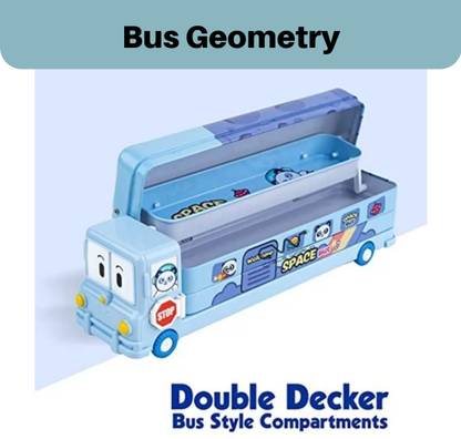 Extraposh Bus geometry box cartoon Bus Box Art Plastic Pencil Box Geometry Box