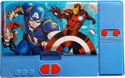 RETRIX Multifunction Big Size Jumbo Avenger Theme Pencil Box Magnetic Dual Side Opening Geometry Box