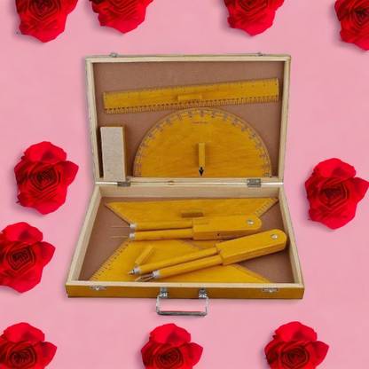 PREMIUM QUALITY Wooden Geometry Box for Teachers – for black board and white board Geometry Box