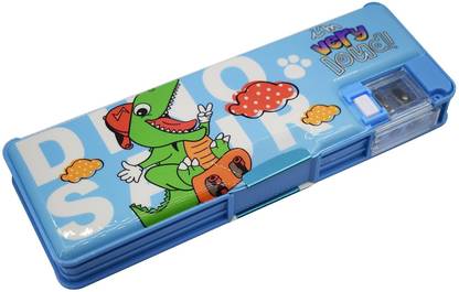 KLASSYWORLD Pencil Box with LED Light/Lamp and Dual Sharpener for School Kids (Dinosaur) Geometry Box