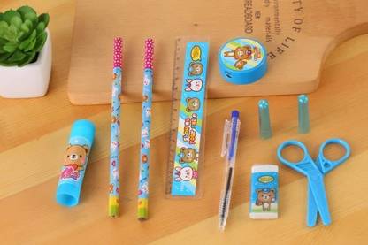 Pilot & device 10 PCS Stationary Set Including Pencil Ruler Rubber Geometry Box