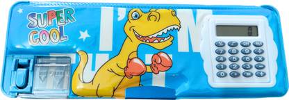 SANYA TRADERS BLUE DINO CALCULATOR PENCIL BOX FOR SCHOOL KIDS Geometry Box