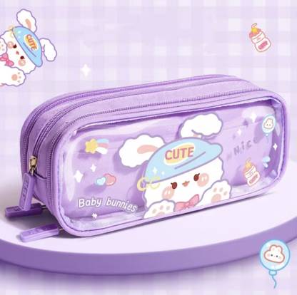 Akvanar pencil pouch cute Transparent Large Capacity Pencil Case Elementary School Geometry Box