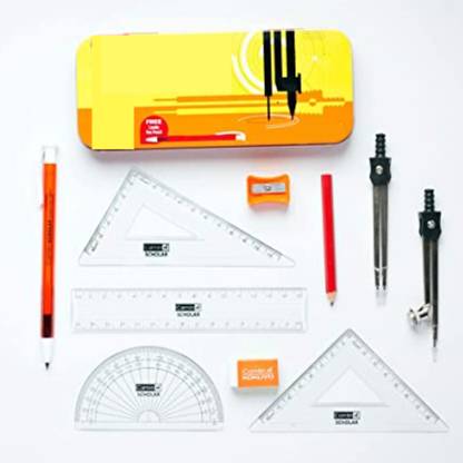 AADESH Geometry Instruments - Sharpner Eraser Compass And Divider Geometry Box