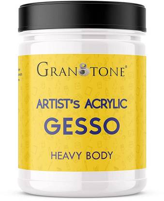 Granotone Artists Acrylic Gesso 200 Ml | Universal Primer | Extra Coverage | Non Fading | Non Toxic | Multi-Surface | Pro Artist, Hobby Painters & Kid | Made in India (White) Acrylic Ground for Canvas