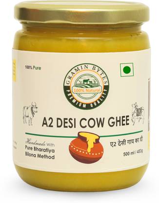 GRAMIN BYTES Gramin A2 Desi Cow Ghee500ml | 100% Pure & Natural Ghee Glass Bottle
