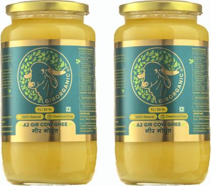GIRORGANIC Gir a2 Cow Ghee | Traditional Bilona Method| Grass Fed and Cultured Ghee Ghee Glass Bottle