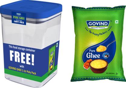 Govind Milk and milk products Milk Ghee 1 L with Free Container Pouch