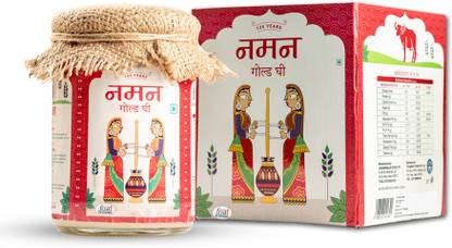 NAMAN Premium Gold Desi Ghee made by Traditional Hand Churning Method (Pack of 1) Ghee Glass Bottle