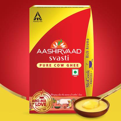 Aashirvaad Svasti Svasti Pure Cow Ghee - Desi Ghee with Rich Aroma - Pet Pack Ghee Tetrapack