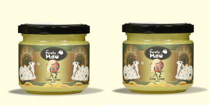 amppurelymoo A2 Cow Ghee 250 ml Glass Jar Bilona Method Curd-Churned Ghee 250 ml Glass Bottle Ghee Mason Jar