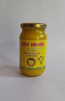 Live India PURE A2 BILONA (DESI) COW GHEE (400 ML) Glass Bottle