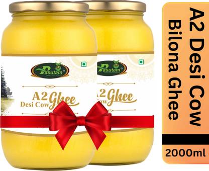 PASUTAM A2 COW BILONA GHEE | 2Liter glass Bottle Ghee 2000 ml Glass Bottle Ghee Glass Bottle