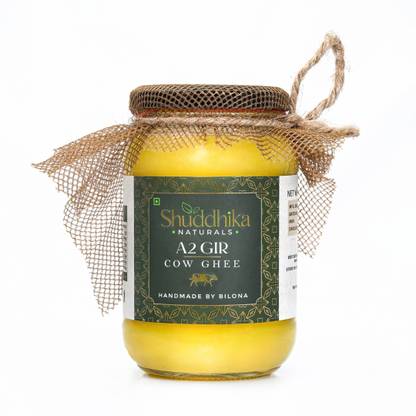 Shuddhika Naturals A2 Gir cow Ghee, Handmade with Bilona method, Made from Gir cow Milk Ghee Glass Bottle