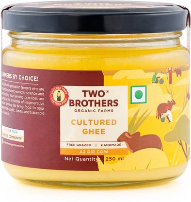Two Brothers Organic Farms Natural and Healthy Desi Gir Cow Cultured Ghee Glass Bottle