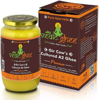 Vedic Ghee Farm Gir Cow's Pure A2 Ghee (1ltr) Ghee Glass Bottle