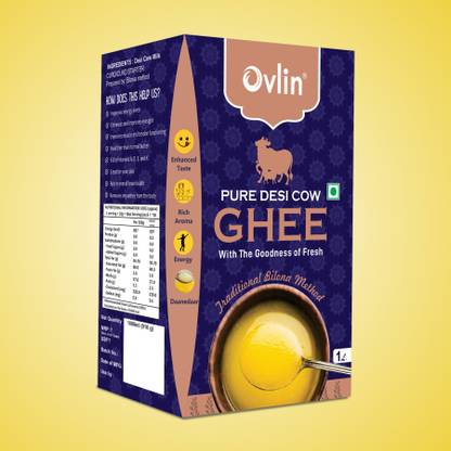 Ovlin Desi Bilona Method Danedar Cow Ghee| Grassfed, Pure And Healthy Desi Cow Ghee Ghee Tetrapack