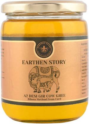 Earthen Story Premium A2 Desi Gir Cow Ghee | Bilona method from Curd | 100% Pure & Natural Ghee Glass Bottle