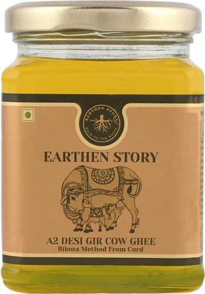 Earthen Story Premium A2 Desi Gir Cow Ghee | Bilona method from Curd | 100% Pure & Natural Ghee Glass Bottle