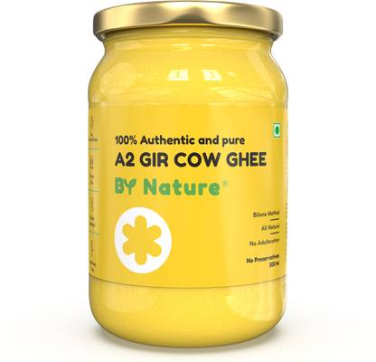 By Nature A2 Gir Cow Ghee 500 ml | Certified A2 Milk Ghee | Bilona Method| 100% Authentic Ghee Glass Bottle