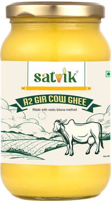 Satvik Pure Ghee A2 Gir Cow Churned for Bilona Method Ghee Glass Bottle