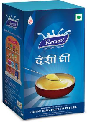 RECENT-THE REAL TASTE Desi Ghee 100% Pure Daanedaar Ghee With Rich Aroma | Boosts Immunity (1 Ltr) Ghee Box