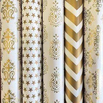 Satyam Kraft 5 pcs Golden Wrapping Paper Sheets for Birthday Gift Paper Gift Wrapper