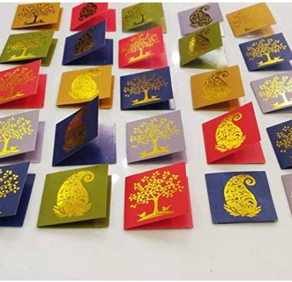 Satyam Kraft paper Small Traditional Print Multipurpose Gift Tag/Card/Lable for Crafts/Wedding Favor/Party/Birthday/Return Gift/Special Occasions (Pack fo 20) LBH(cms)=6.5X0.2X6.5 (Mix design tags, 20) marriage, floral, ambi, festive paper Gift Wrapper