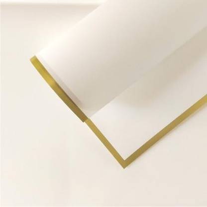 Sunflower Floral Products Korean Style Frosted Sheet Double Side gold Border for Packing Gifts, White Gift/Flower Wrapping Sheets Korean Style Frosted Sheet Gift Wrapper