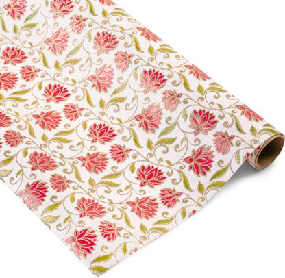 Crown Greetings Majestic Lotus Flower Floral Pattern Gift Wrapping Roll Paper 30" x 3m Paper Gift Wrapper