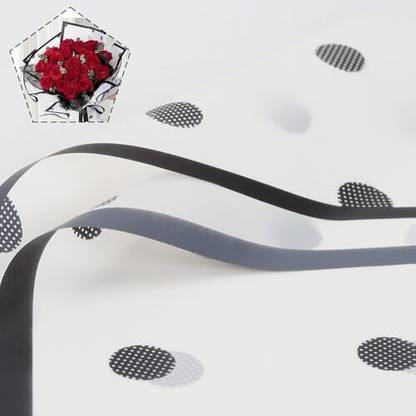 Saksham Polka Dot Cellophane Border Film for Flowers & Gift Wrapping Cellophane Gift Wrapper